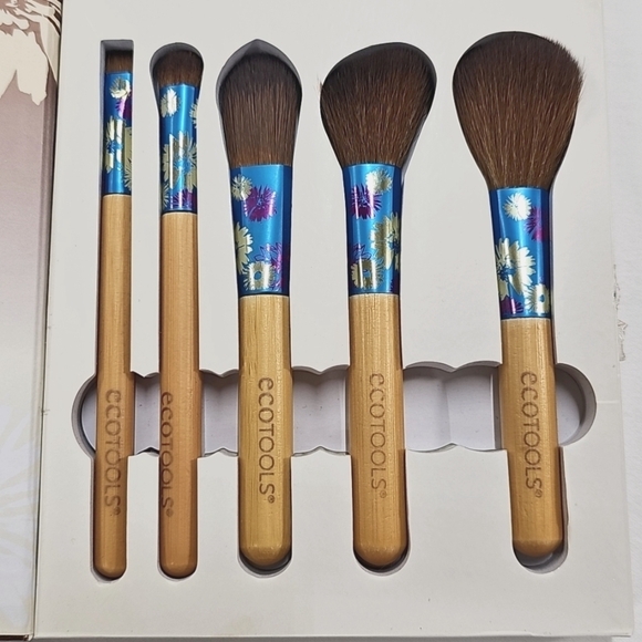 EcoTools Lovely Looks Cosmetic Brush Set, 5 pc, floral print, wood handles. NWB - Picture 4 of 6